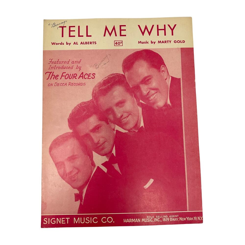 Tell Me Why Sheet Music The Four Aces Al‎ Alberts Marty Gold
